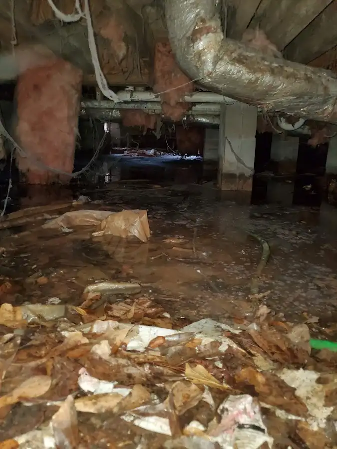 Crawl space flood assessment for Commercial Water Damage Restoration in Suffield